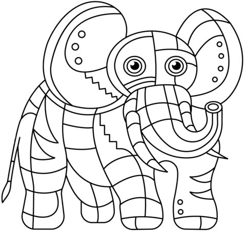 Abstract Elephant Coloring Page